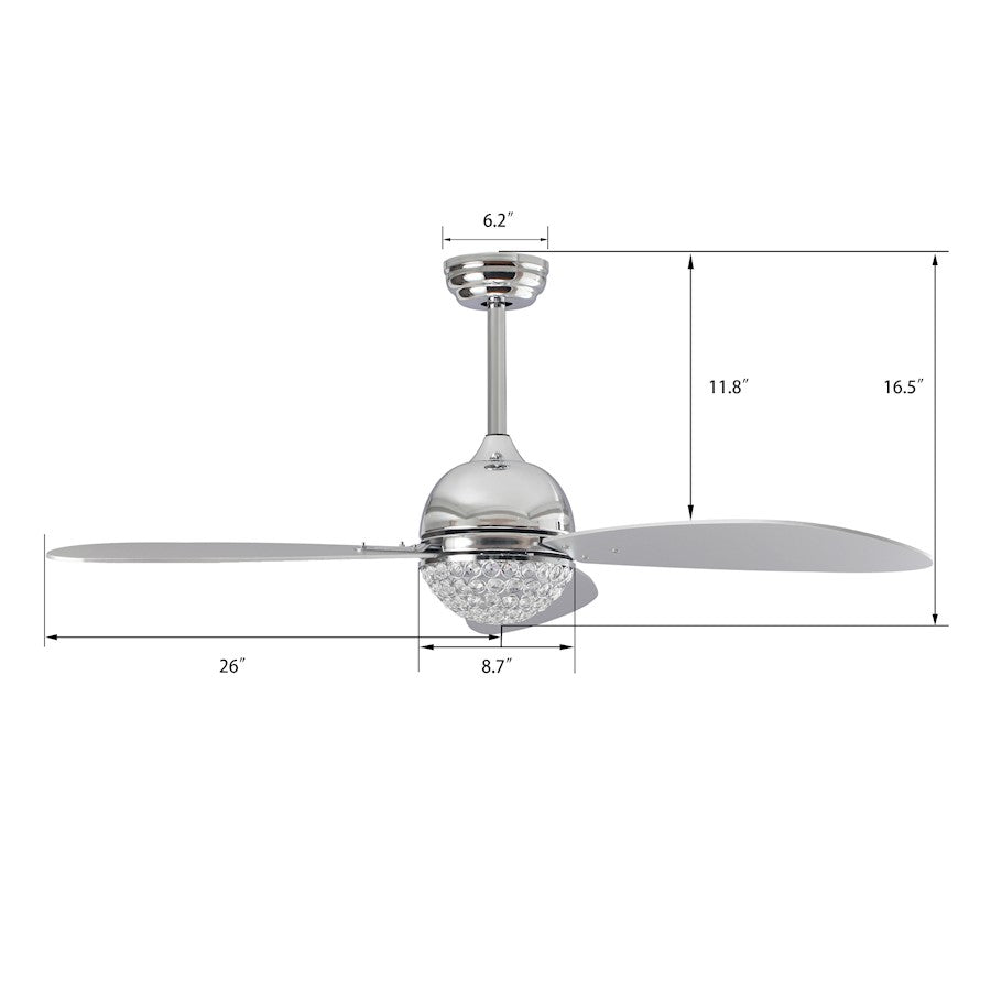 Carro Coren Ceiling Fan/Remote/Light Kit, Silver/Silver