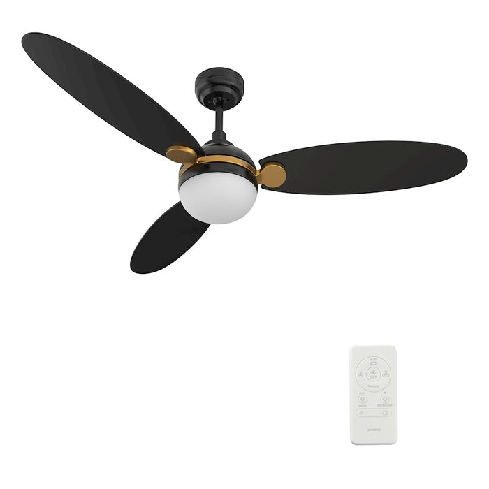 Carro Pearla 52" Ceiling Fan/Remote/Light Kit, Black/Black