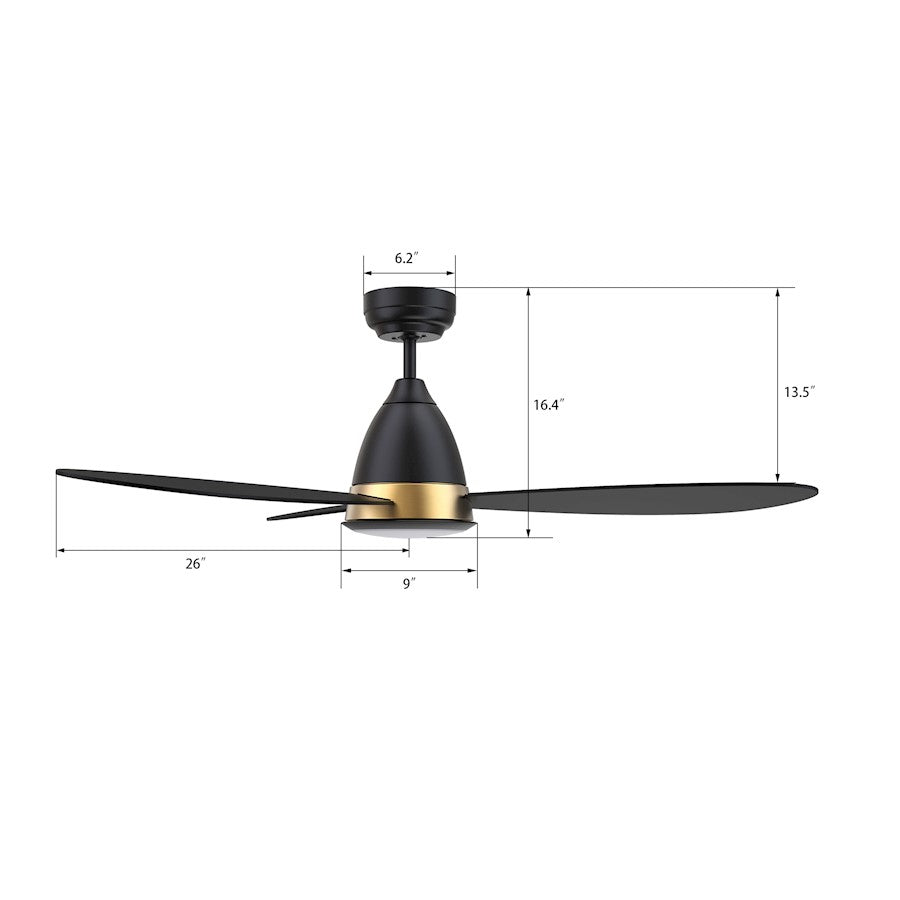 Carro York 52" Ceiling Fan/Remote/Light Kit/Downrod