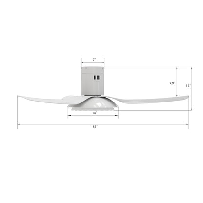 Carro Daffodil 52" Ceiling Fan/Remote/Light Kit, White