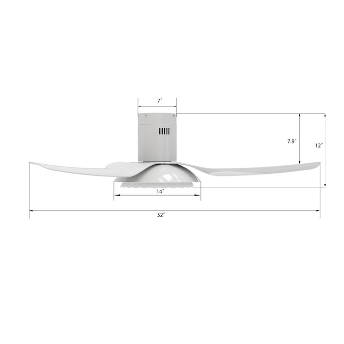 Carro Daffodil 52" Ceiling Fan/Remote/Light Kit, White