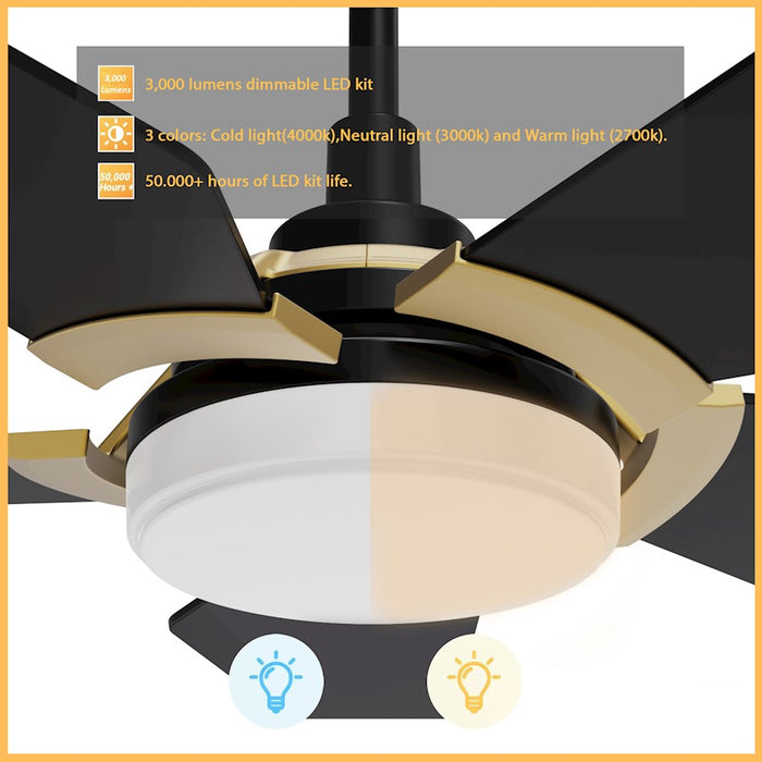 Carro Woodrow 52" Smart Ceiling Fan/Remote/Light Kit