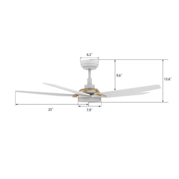 Carro Woodrow 52" 12"H Ceiling Fan/Remote/Light Kit, White