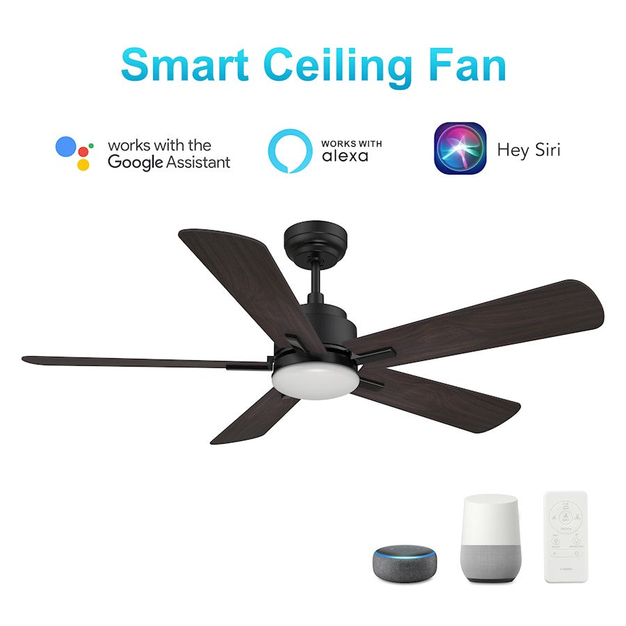 Carro Olinda 52" Ceiling Fan/Remote/Light Kit, BK/Walnut - VS525E3-L12-BG-1