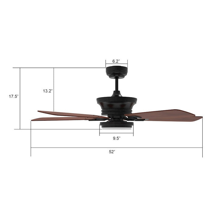 Carro Gladiolus 52" Smart Ceiling Fan/Light Kit, Black/Wooden