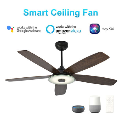 Carro Journey 52" Smart Ceiling Fan, Black/Walnut - VS525H-L13-B5-1