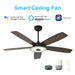 Carro Journey 52" Smart Ceiling Fan, Black/Walnut - VS525H-L13-B5-1