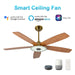 Carro Journey 52" Smart Ceiling Fan, Gold/Wooden - VS525H-L13-G3-1
