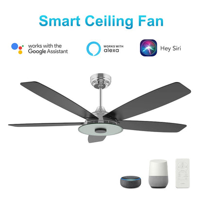 Carro Journey 52" Smart Ceiling Fan, Silver/Black - VS525H-L13-S2-1