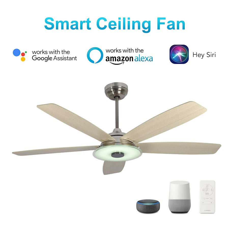 Carro Journey 52" Smart Ceiling Fan, Silver/Wooden - VS525H-L13-S6-1