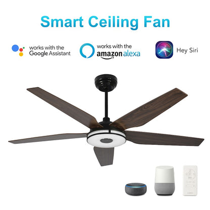 Carro Elira Smart 52" Ceiling Fan, Black/Walnut - VS525S-L13-B5-1