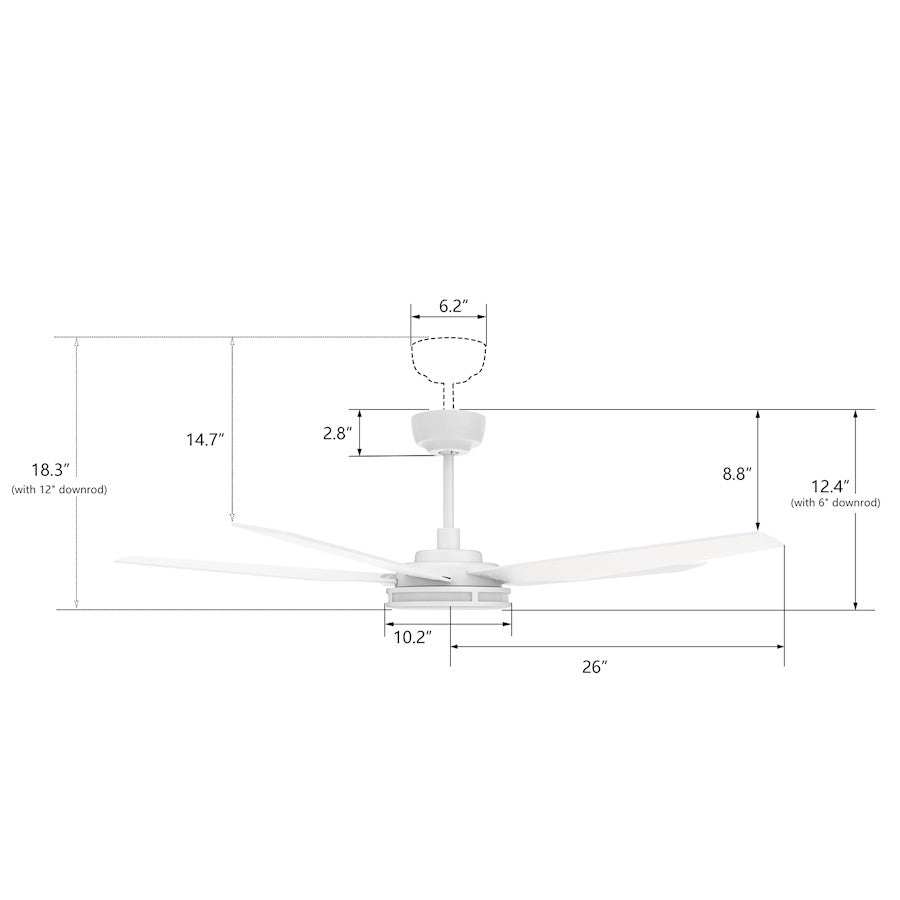 Carro Elira 52" Ceiling Fan/Light Kit/Remote, White/White