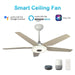 Carro Elira 52" Smart Ceiling Fan, White/Wooden - VS525S-L13-W6-1