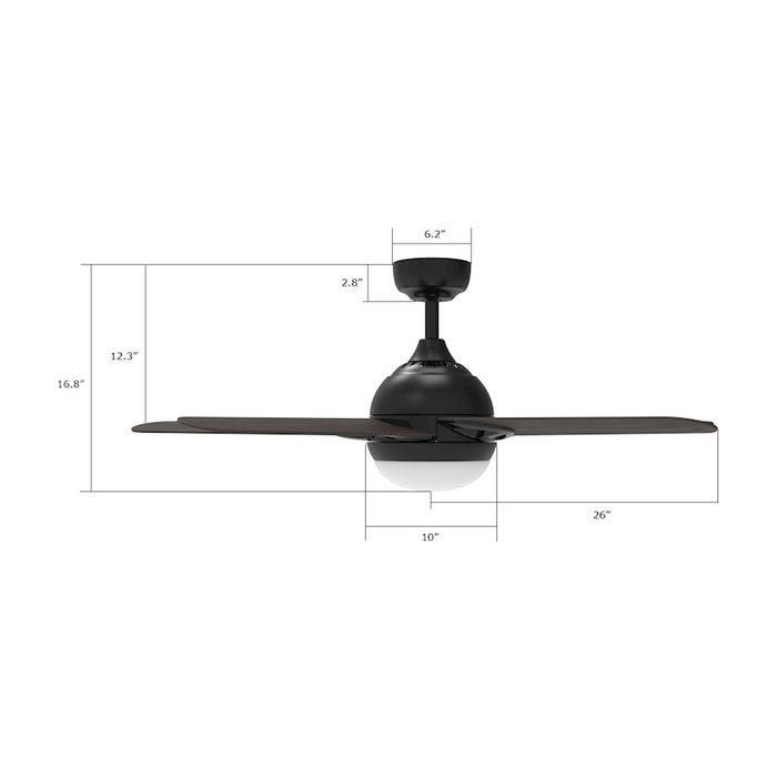 Carro Solasta 52" Smart Ceiling Fan/Remote, Black/Walnut