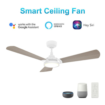 Carro Brisa 56" Ceiling Fan/Remote/Light Kit, White/Wooden - VS563B3-L22-W6-1