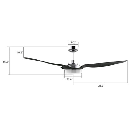 Carro Fletcher 56" Smart Ceiling Fan/Light Kit, Silver/Black