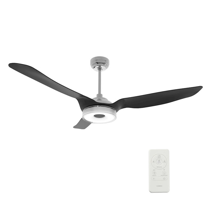 Carro Fletcher 56" Smart Ceiling Fan/Light Kit, Silver/Black