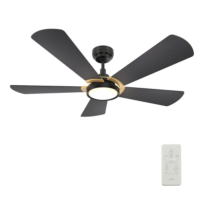 Carro Winston 56" Ceiling Fan/Remote/Light Kit, Black/Black