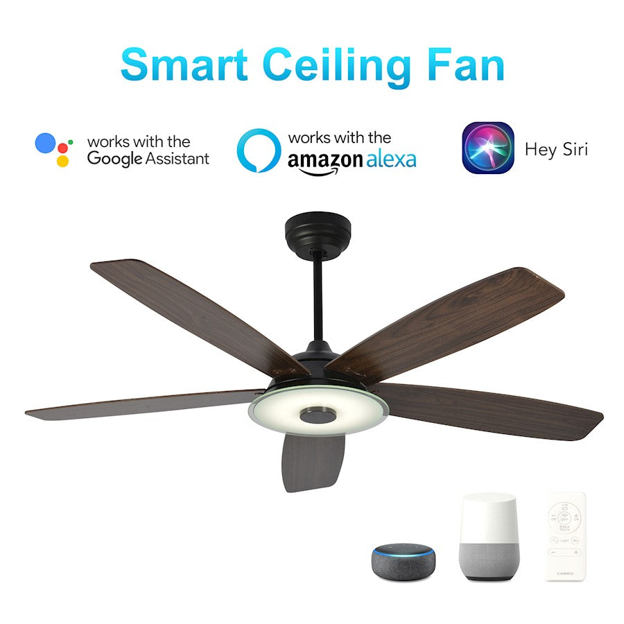 Carro Journey 56" Smart Ceiling Fan, Black/Walnut - VS565H-L13-B5-1