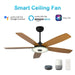 Carro Journey 56" Smart Ceiling Fan, Black/Wooden pattern - VS565H-L13-B9-1