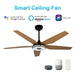 Carro Elira 56" Smart Ceiling Fan, Black/Wooden pattern - VS565S-L13-B9-1