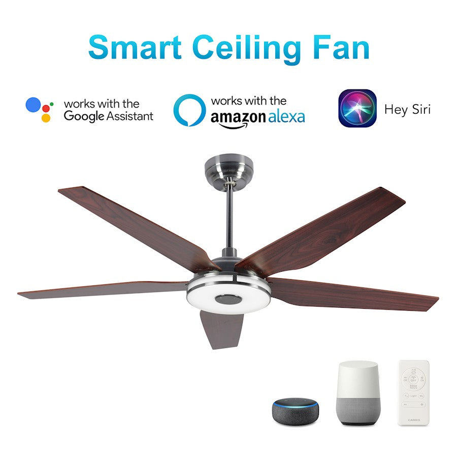 Carro Elira 56" Smart Ceiling Fan, Silver/Rosewood