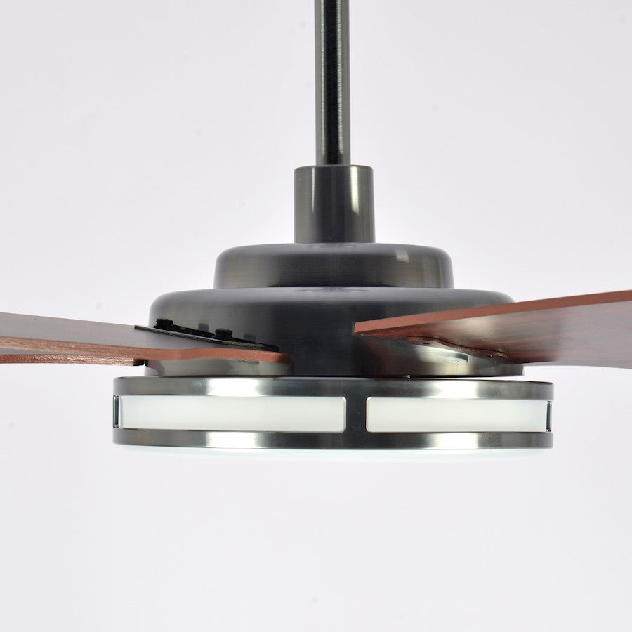 Carro Elira 56" Smart Ceiling Fan, Silver/Rosewood