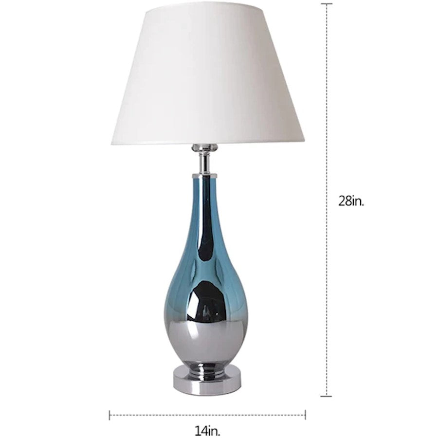 Lola 28" Table Lamp, Blue Chrome