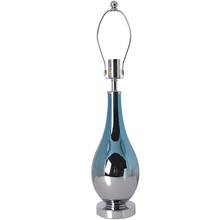 Lola 28" Table Lamp, Blue Chrome