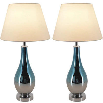 Carro Lola 1 Light 28" Table Lamp, Set of 2, Blue Chrome/Beige - VT-G28012A1