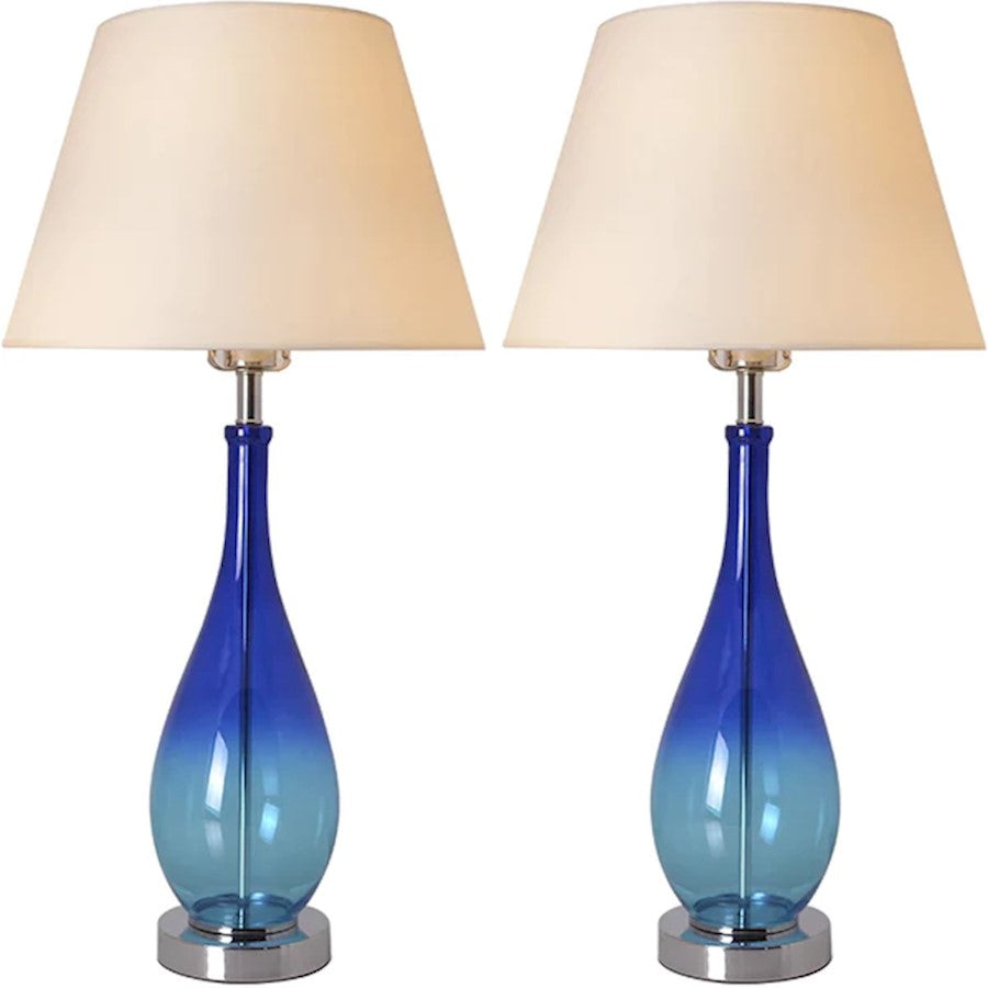 Carro Lola 1 Light 28" Table Lamp, Set of 2, Blue/Beige - VT-G28012A5