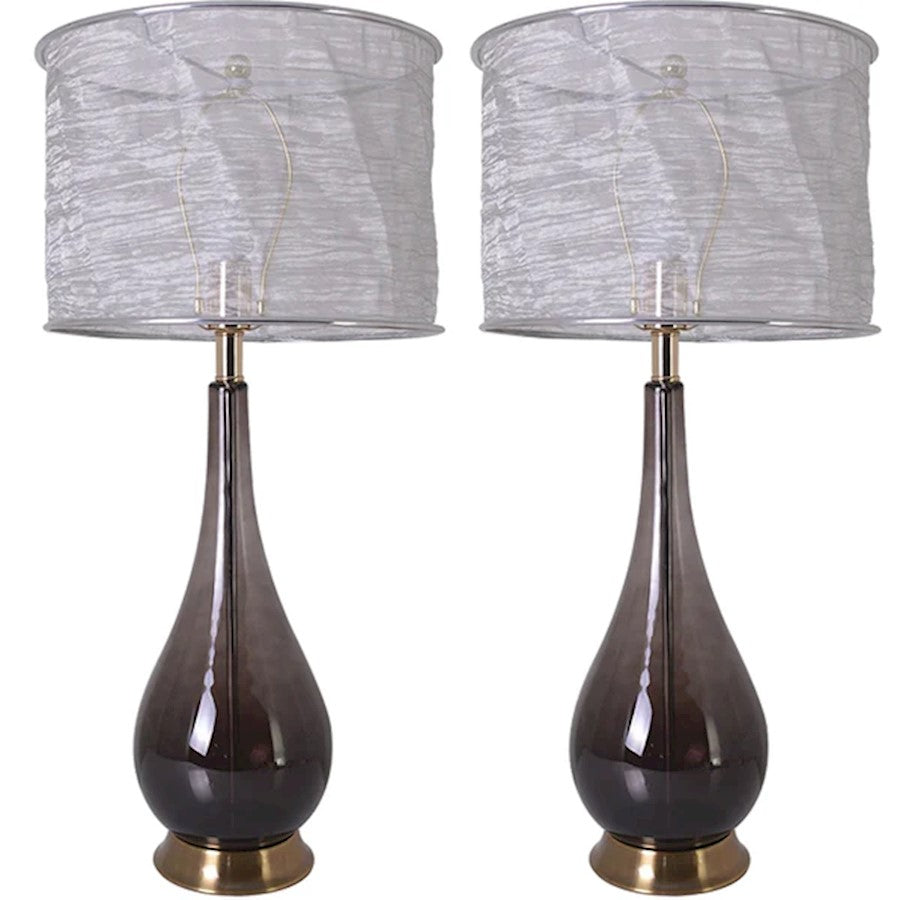 Carro Lola Big 1 Lt 30" Table Lamp, Set of 2, Smoke Grey/Silver - VT-G30012A2S