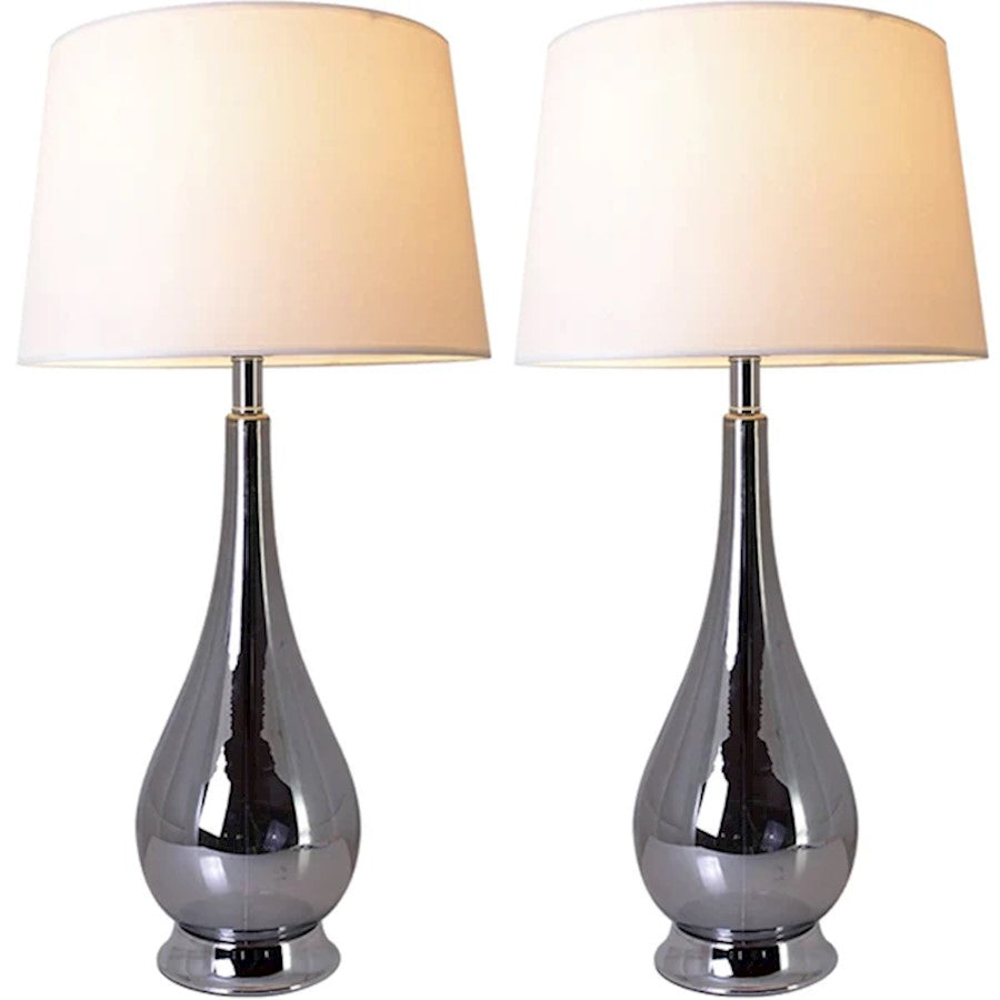 Carro Lola Big 1 Light 30" Table Lamp, Set of 2, Chrome Grey/White - VT-G30012A3