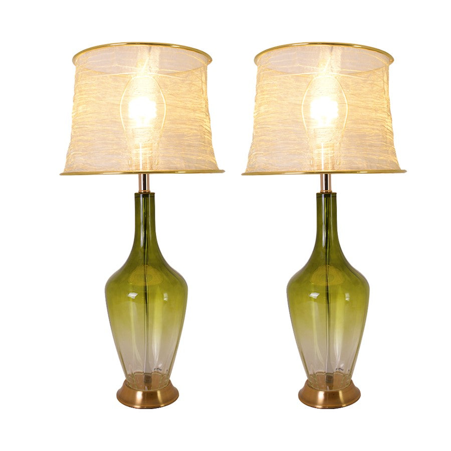 Carro Clavel 1 Light 31" Table Lamp, Set of 2, Green/Golden - VT-G31012A2S