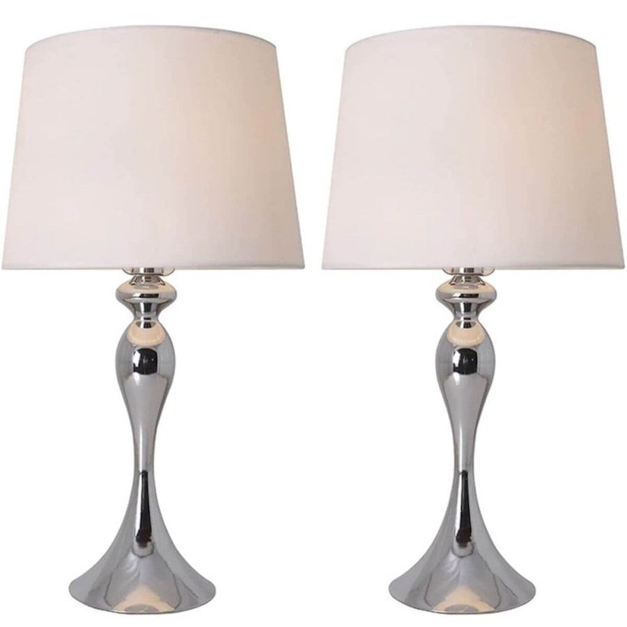 Carro Meermin 1 Light 25"Table Lamp, Set of 2, Chrome/White - VT-M25012A1