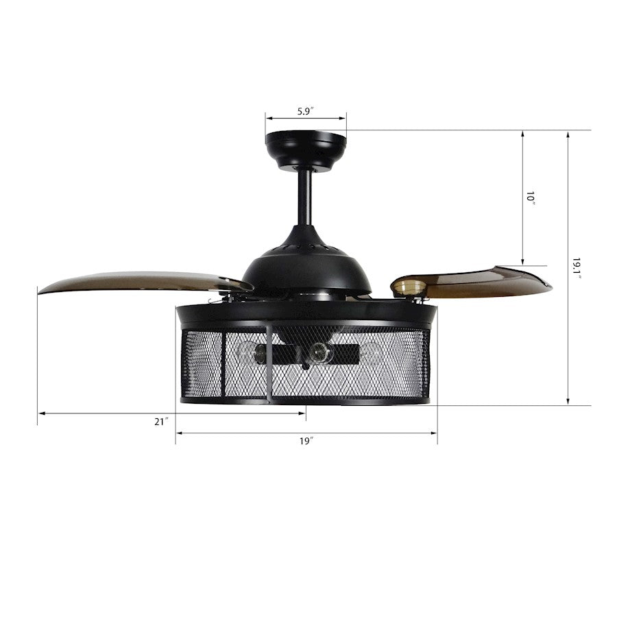 Carro Paloma 42" Ceiling Fan/Wall Control, Black/Brown