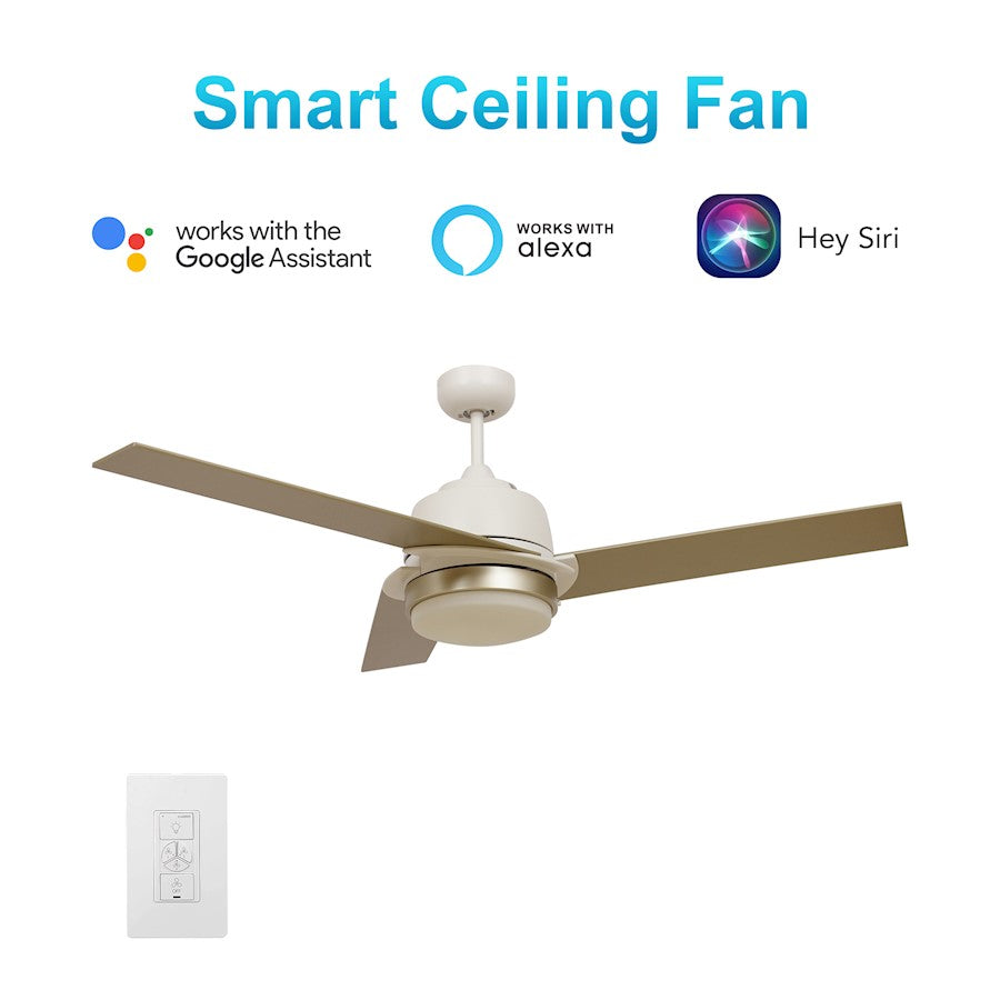 Carro Aeryn 52" Ceiling Fan/Wall Control, White/Champagne - VWGS-523A1-L12-WL-1