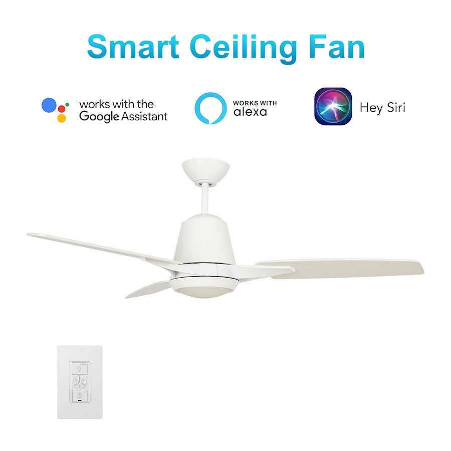 Carro Eunoia 52" Ceiling Fan/Wall Control, White/White - VWGS-523F-L12-W1-1