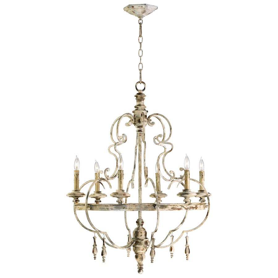 6 Light Chandelier, Persian White