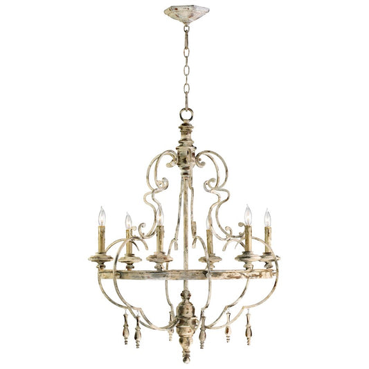 6 Light Chandelier, Persian White