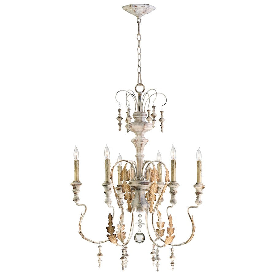 6 Light Chandelier, Persian White