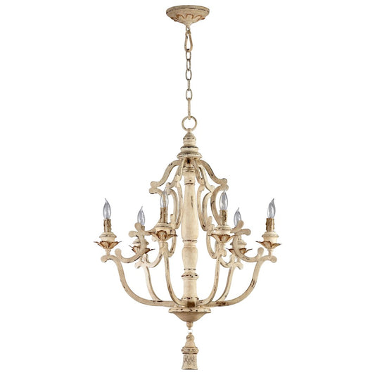 6 Light Chandelier, Persian White