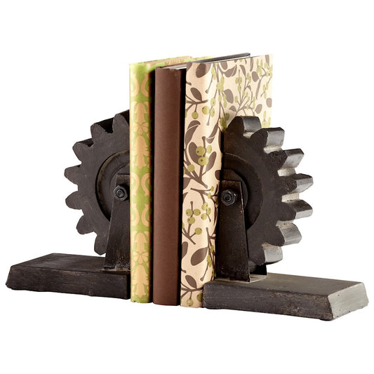 Cyan Design Gear Bookends, Raw Steel - 05347