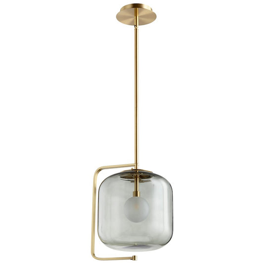 1 Light Pendant, Aged Brass