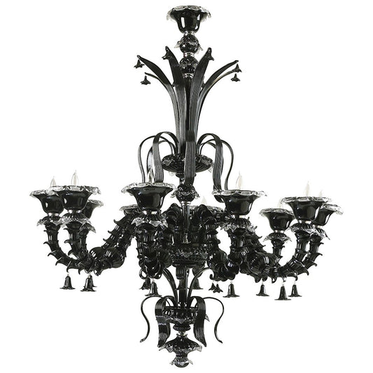 Venetn Noir Ten Lamp Chandelier, Black