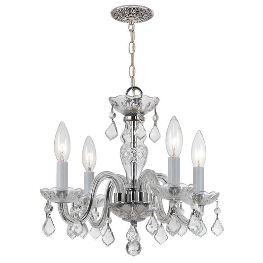 4 Light Italian Crystal Chrome Mini Chandelier