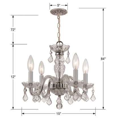 4 Light Italian Crystal Chrome Mini Chandelier