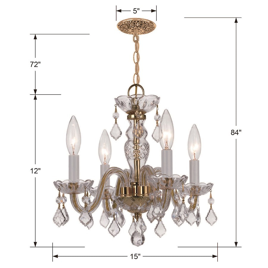 Crystal Mini Chandelier, Brass