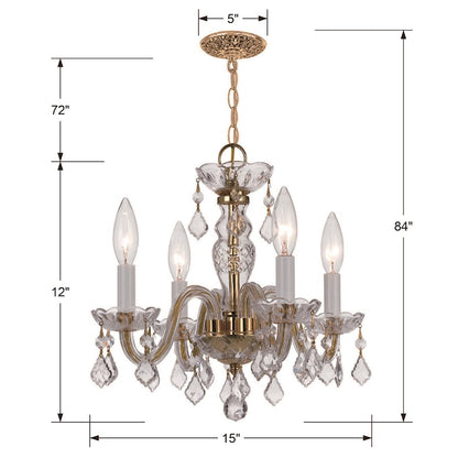 Crystal Mini Chandelier, Brass