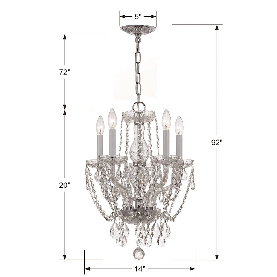 Crystorama Traditional 5 Light Swarovski Crystal Mini Chandelier